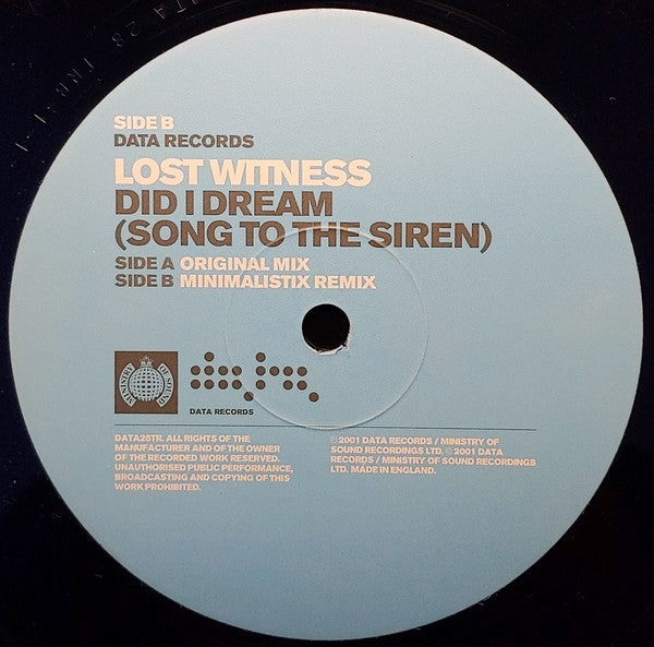 Lost Witness : Did I Dream (Song To The Siren) (12")