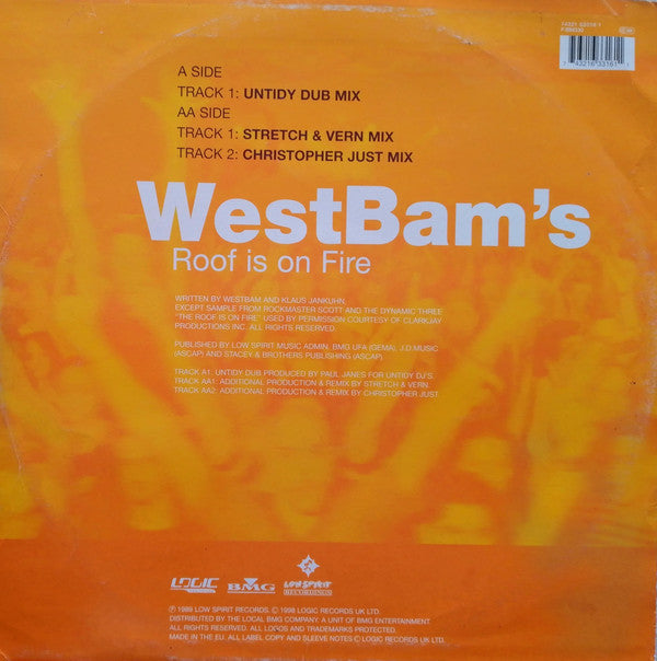 WestBam's* : Roof Is On Fire (12", Single)