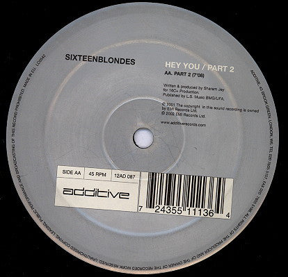 Sixteenblondes : Hey You / Part 2 (12")