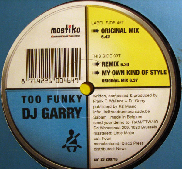 DJ Garry : Too Funky (12")