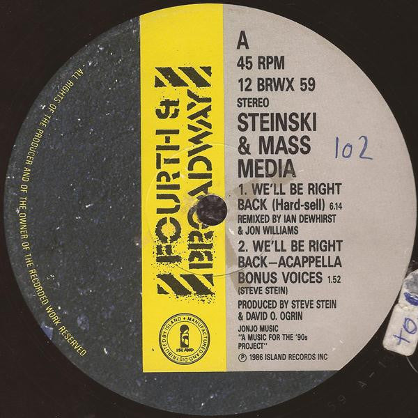 Steinski & Mass Media : We'll Be Right Back (Hard Sell) (12", Single)