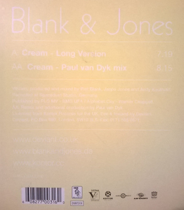 Blank & Jones : Cream (12", Single)