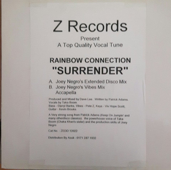 Rainbow Connection (2) : Surrender (12", Promo)