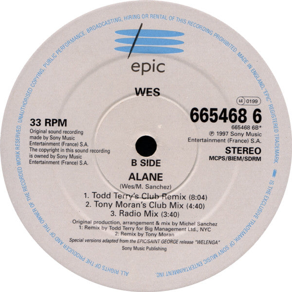 Wes : Alane (12", Single)