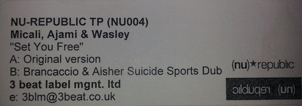 Micali, Ajami & Wasley : Set You Free (12", TP, W/Lbl)