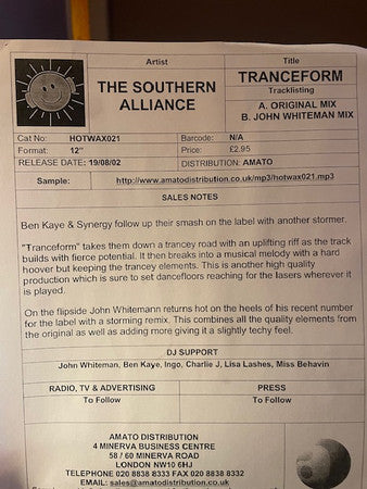 Southern Alliance : Tranceform (12", W/Lbl)