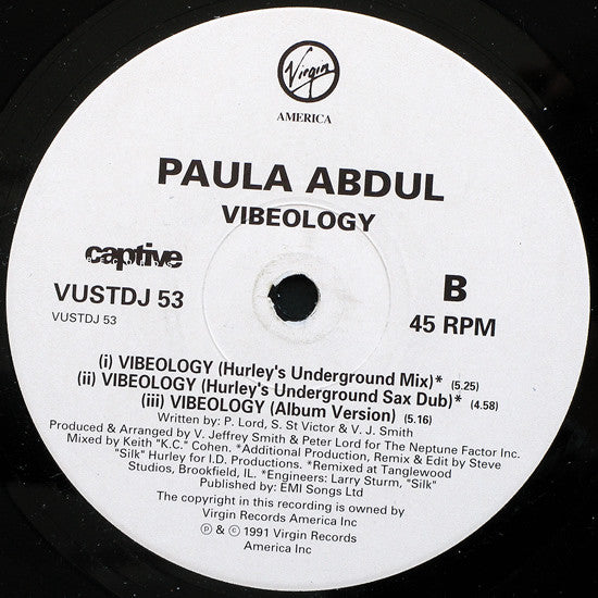 Paula Abdul : Vibeology (12", Promo)
