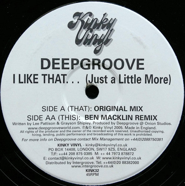 Deepgroove : I Like That (12")