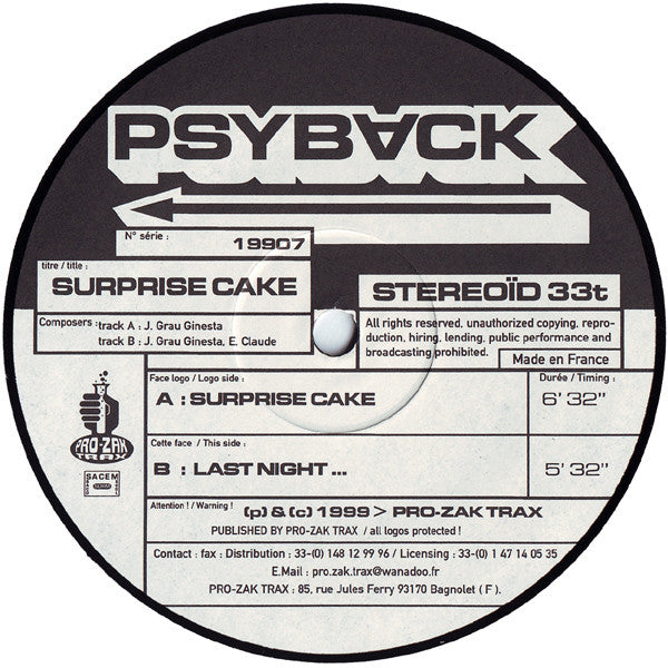 Psyback : Surprise Cake (12")