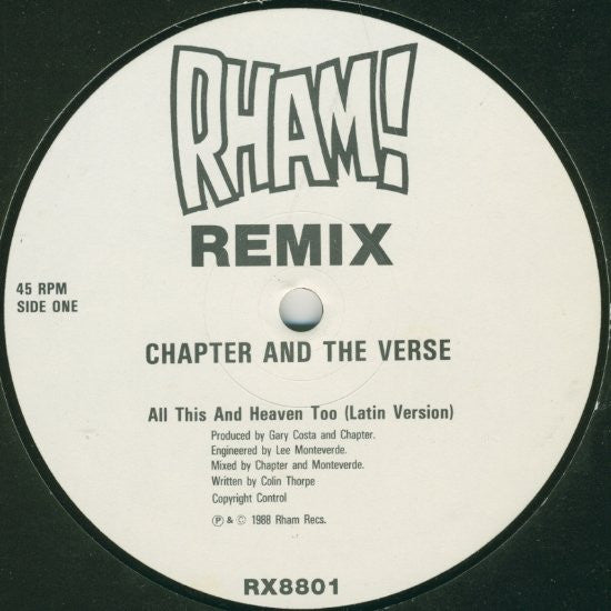 Chapter And The Verse : All This And Heaven Too (Remix) (12")