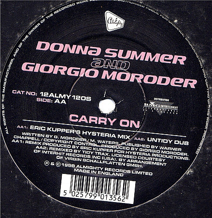 Donna Summer And Giorgio Moroder : Carry On (12")