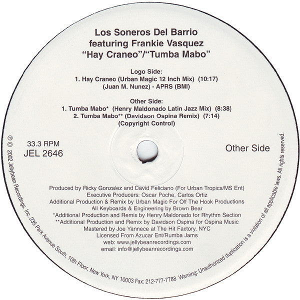 Los Soneros Del Barrio Featuring Frankie Vasquez* : Hay Craneo / Tumba Mabo (12")