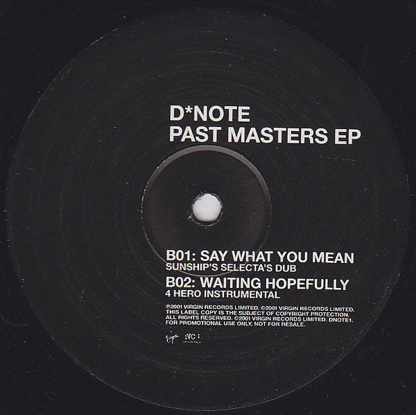 D*Note : Past Masters EP (12", Promo)