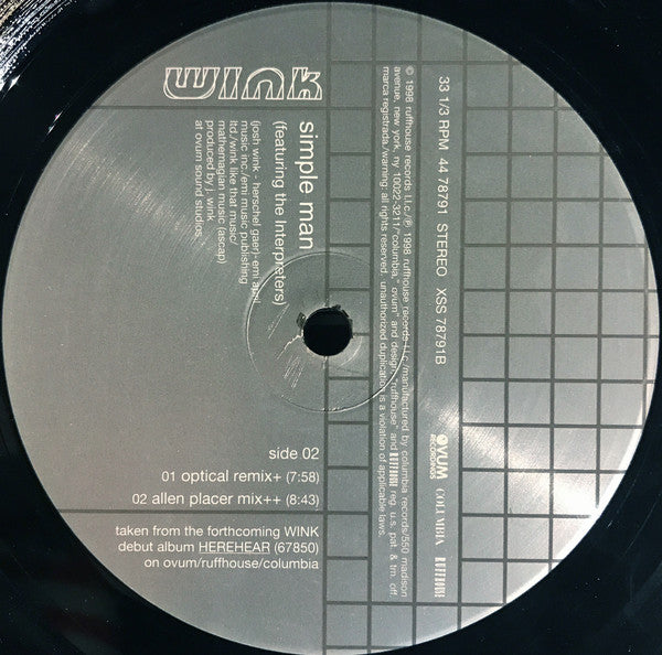 Josh Wink Featuring The Interpreters : Simple Man (12")