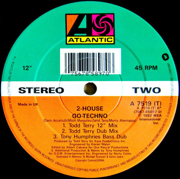 2 House : Go Techno (12")