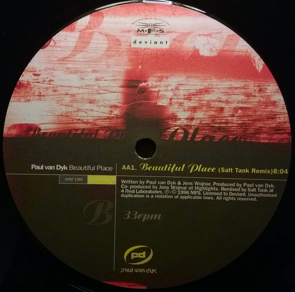 Paul van Dyk : Beautiful Place (Salt Tank Remix) (12")