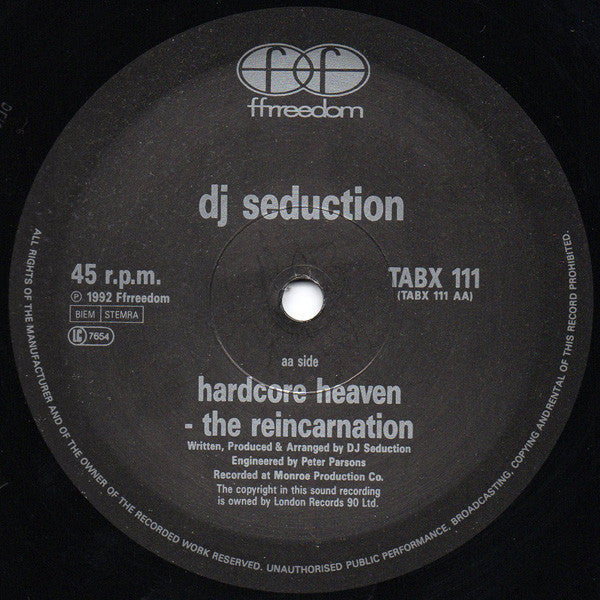 DJ Seduction : Come On / Hardcore Heaven (The Reincarnation) (12")
