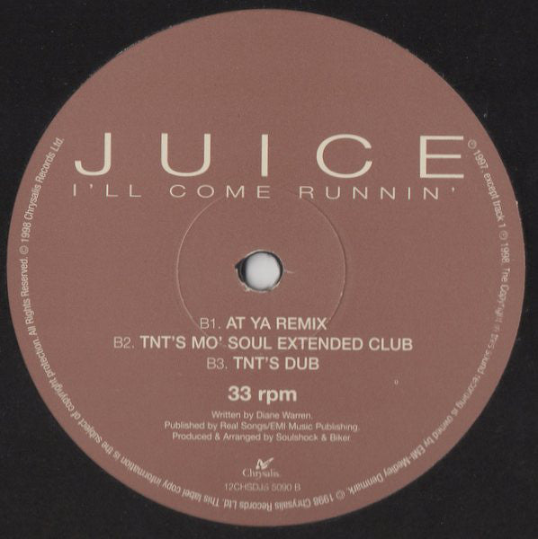 Juice (16) : I'll Come Running (12", Promo)