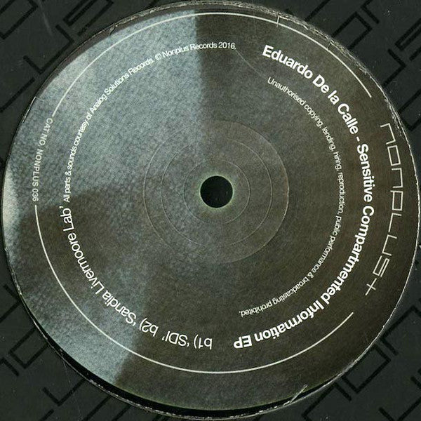 Eduardo De La Calle : Sensitive Compartmented Information EP (12", EP)