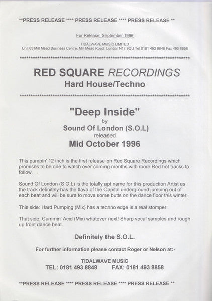S.O.L. (6) : Deep Inside (12")