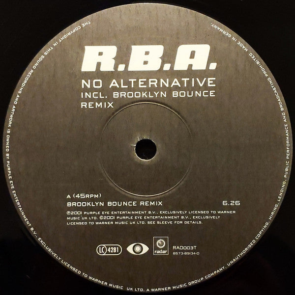 R.B.A. : No Alternative (12")