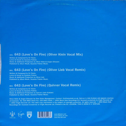 DJ Tiësto Featuring Suzanne Palmer : 643 (Love's On Fire) (12")