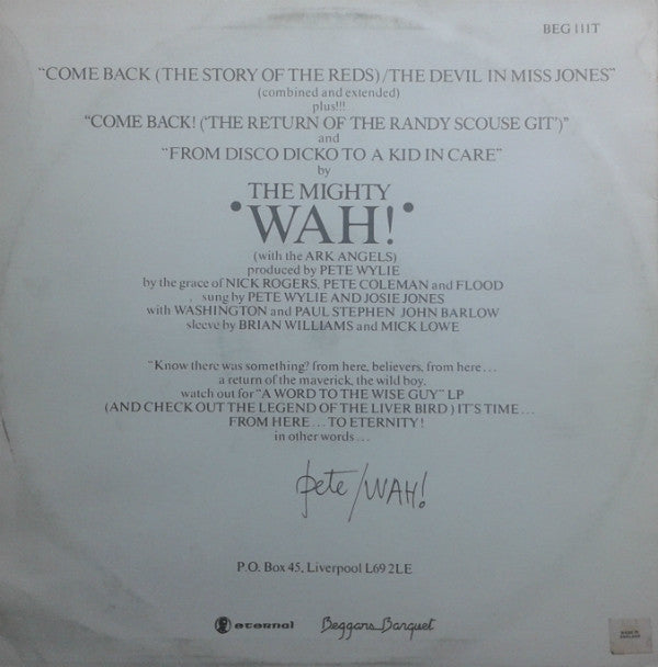 Wah! : Come Back (12", Single)