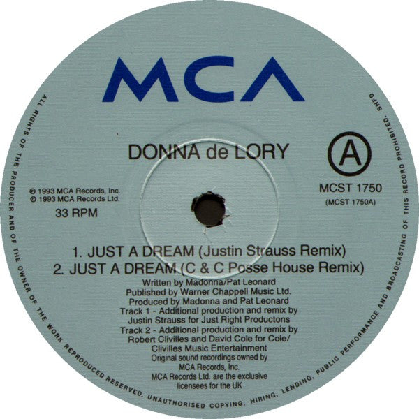 Donna de Lory : Just A Dream (12", Maxi)