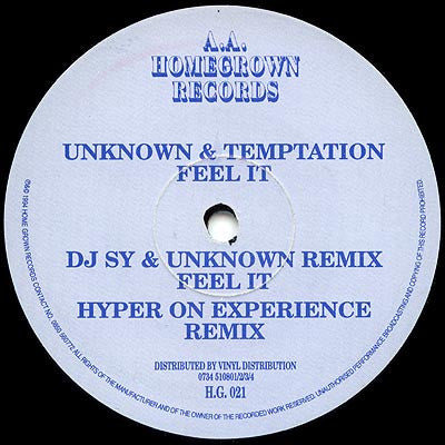 Unknown* & Temptation* : Feel It (Remixes) (12")