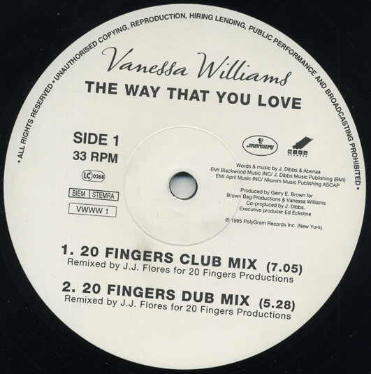 Vanessa Williams : The Way That You Love (12", Promo)
