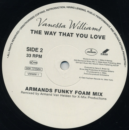 Vanessa Williams : The Way That You Love (12", Promo)