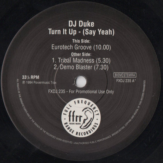 DJ Duke : Turn It Up - (Say Yeah) (2x12", Promo)