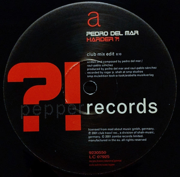 Pedro Del Mar : Harder?! (12")