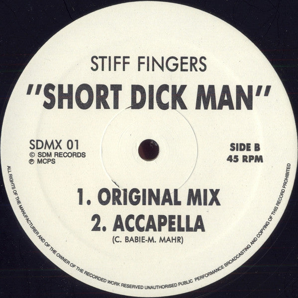 Stiff Fingers : Short Dick Man (12")