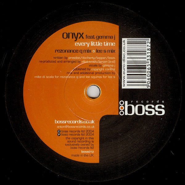 Onyx (2) Feat Gemma J : Every Little Time (12")
