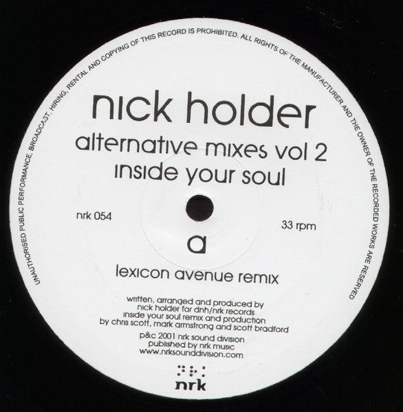 Nick Holder : Alternative Mixes Vol. 2 (12")