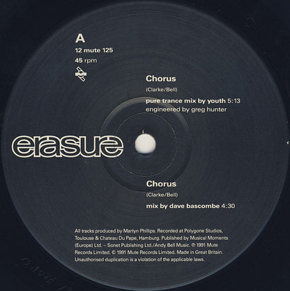 Erasure : Chorus (12", Single)