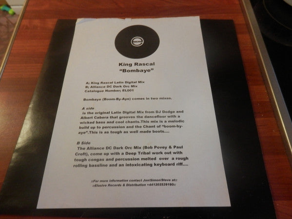 King Rascal : Bomb Aye (12", Promo, W/Lbl)