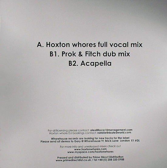 Hoxton Whores Vs Gavin Lampitt : Fusion (12")