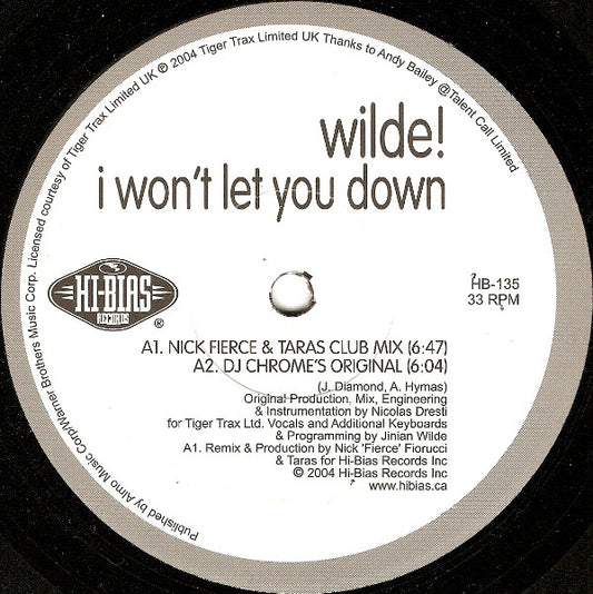 Jinian Wilde : I Won't Let You Down (12")