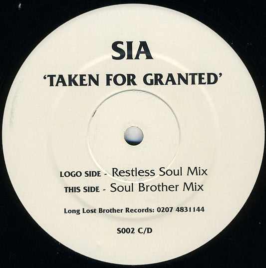 Sia : Taken For Granted (12", Ltd, Promo)