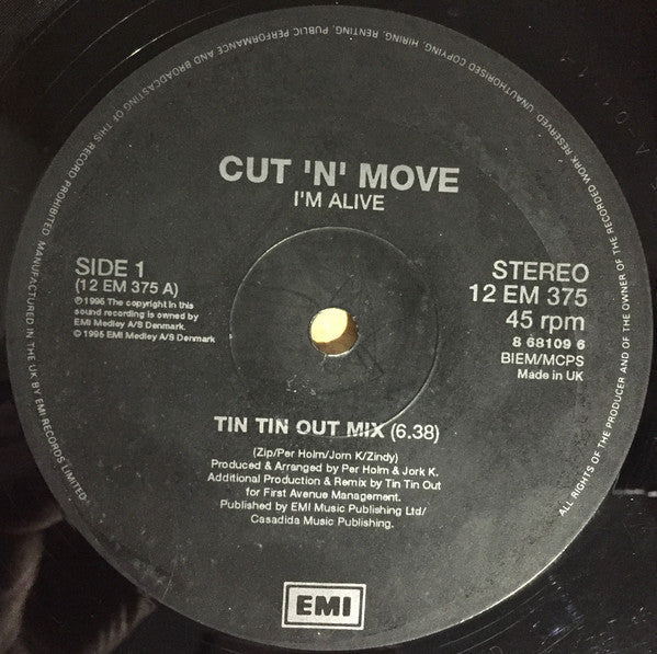 Cut 'N' Move : I'm Alive (12", Single)