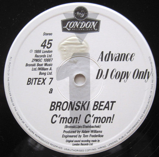Bronski Beat : C'mon! C'mon! (12", Single, Promo)