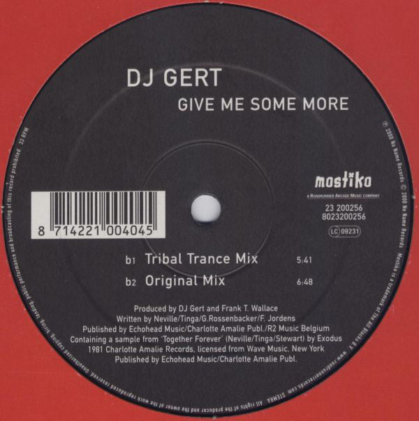 DJ Gert : Give Me Some More (12")