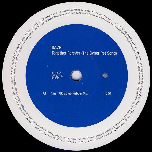 Daze : Together Forever (The Cyber Pet Song) (Amen UK Mixes) (12", Promo)