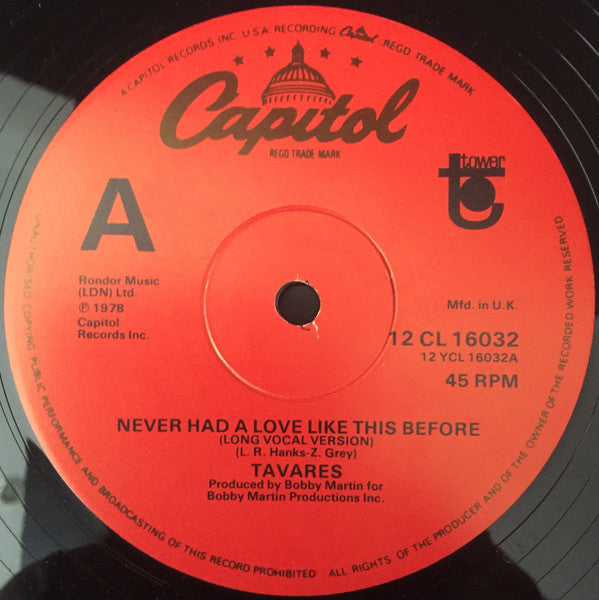Tavares : Never Had A Love Like This Before (12", Single)
