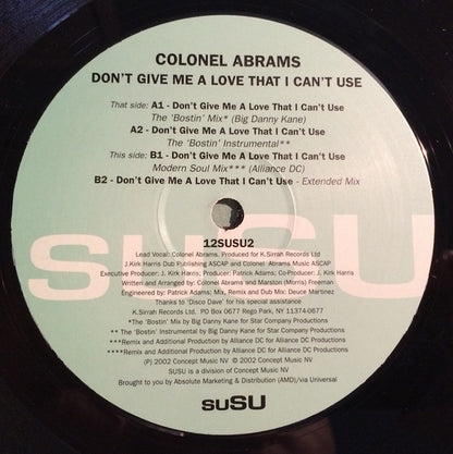 Colonel Abrams : Don't Give Me A Love That I Can't Use (12")