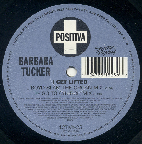 Barbara Tucker : I Get Lifted (12", Single, 2/2)