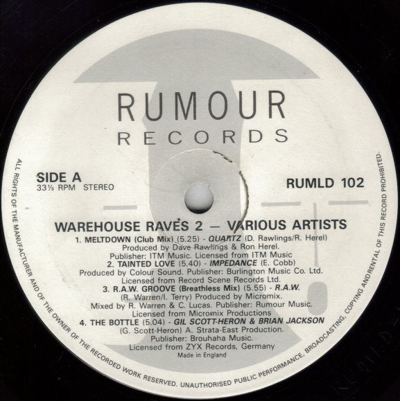 Various : Warehouse Raves 2 (2xLP, Comp)