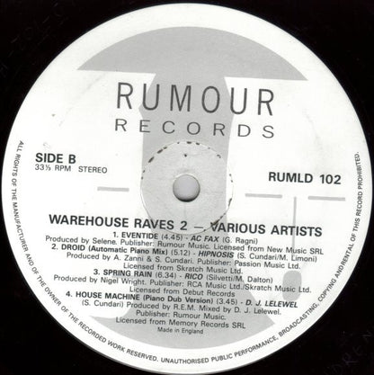 Various : Warehouse Raves 2 (2xLP, Comp)